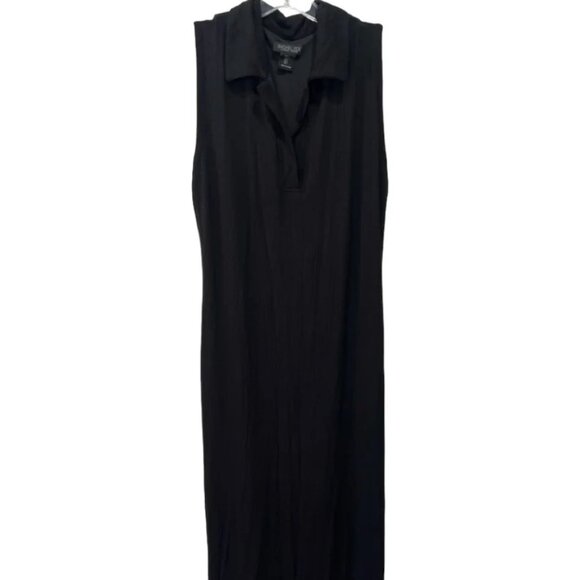 Rachel Zoe Black Rayon Sleeveless Ribbed Collar Midi Dress Sz XL NWT - Picture 1 of 5